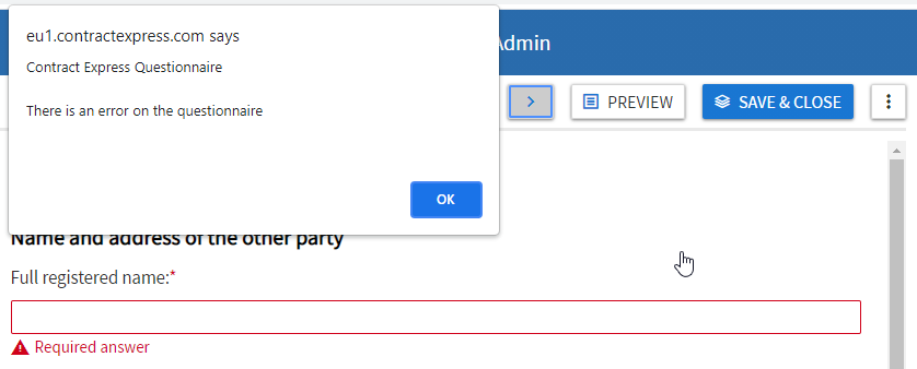 Displaying error if a compulsory question is not answered.