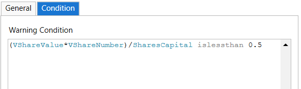 Condition window to enter logical expression.