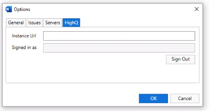 Values to authenticate to HighQ instance.