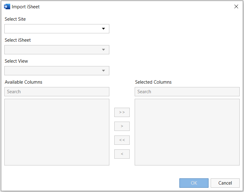 Import iSheet window.