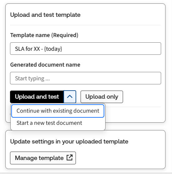 Upload and test template in Contract Express.