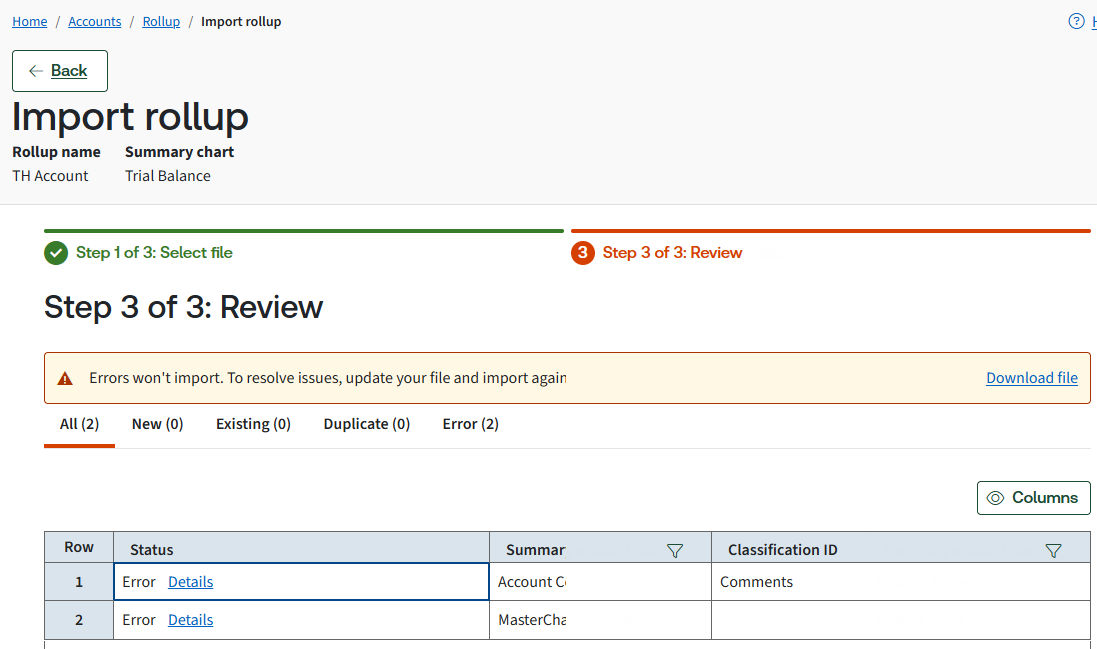 Blue file error link