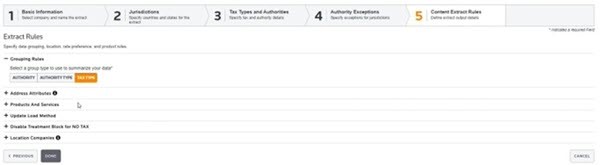 Step 5 of the wizard where users can select grouping rules and other options.