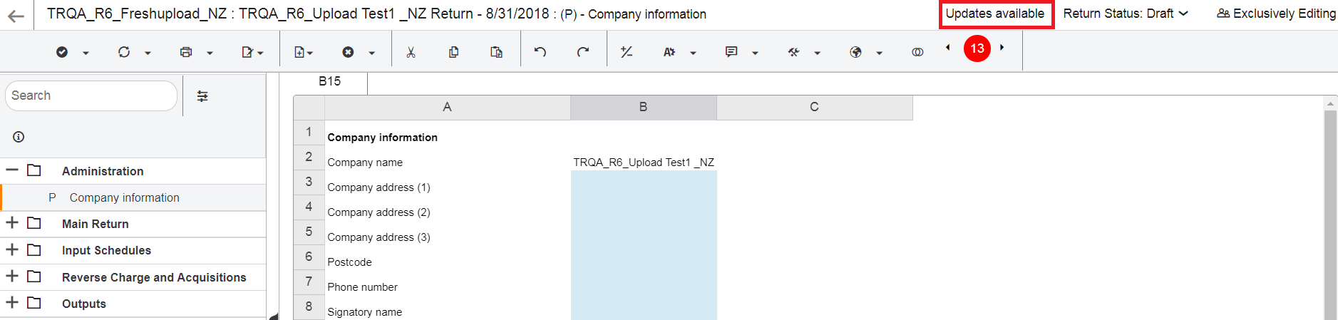 Return details indicating updates available.