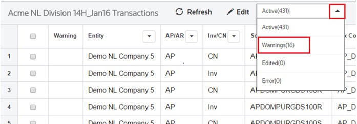 Import details screen showing where you can filter by warnings.