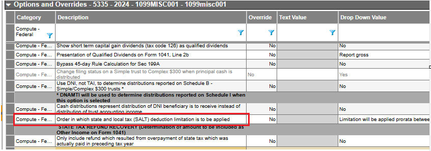 Options and overrides