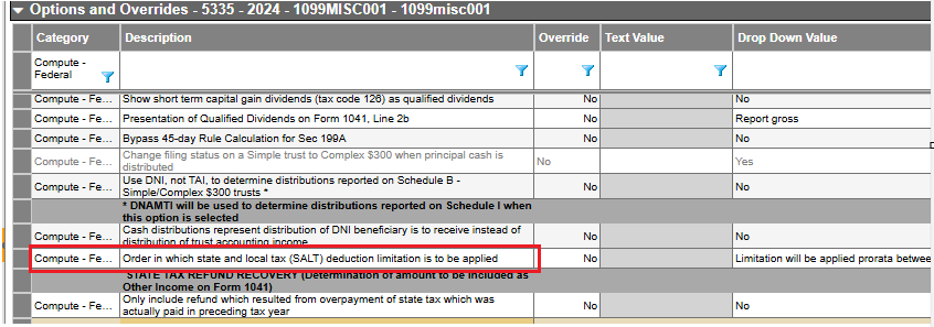 Options and overrides