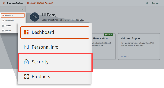 Select Security on the panel