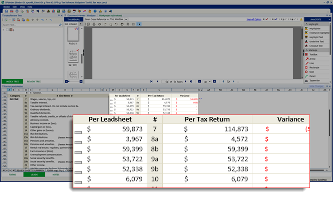 Value entered into the Per Tax Return column