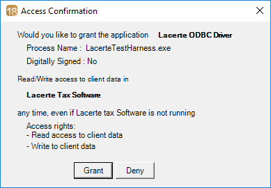 Access Confirmation window.