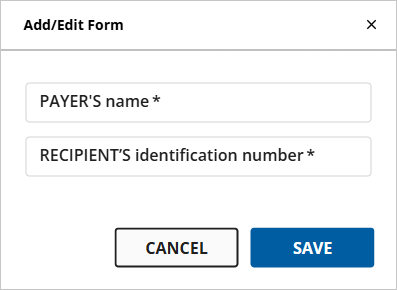 Add/Edit Form window