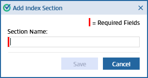 Add Index Section window.