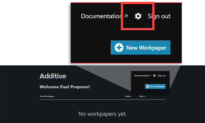  icon on the top section takes you to the Settings page