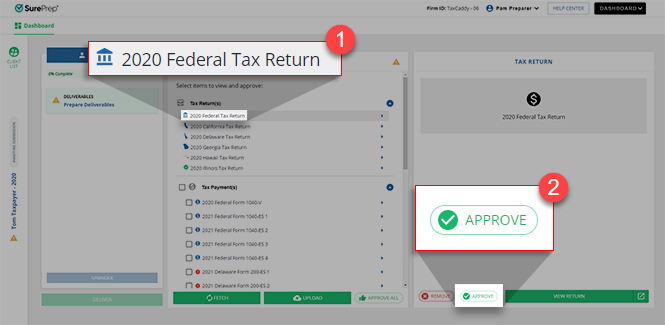 Select APPROVE to approve a deliverable individually.