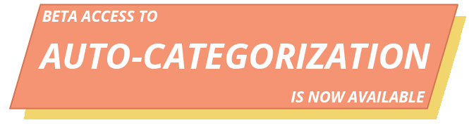 Graphic announcing that beta access to Auto-Categorization is now available.