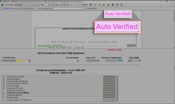 Auto-Verified stamp on document.