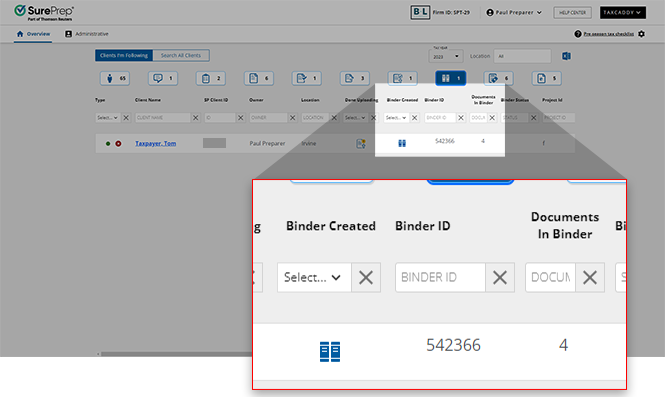 Binder Created and Binder ID columns in Overview.