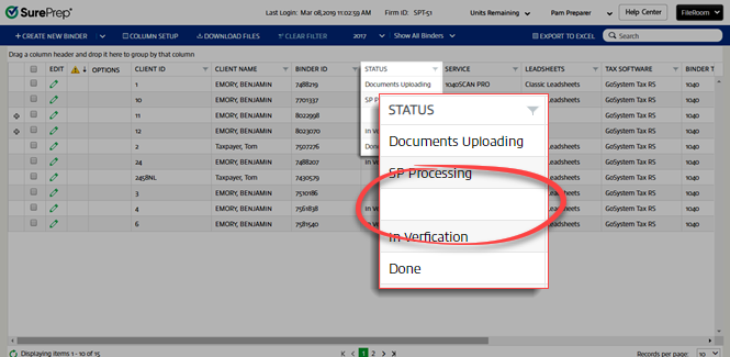 Blank status in FileRoom