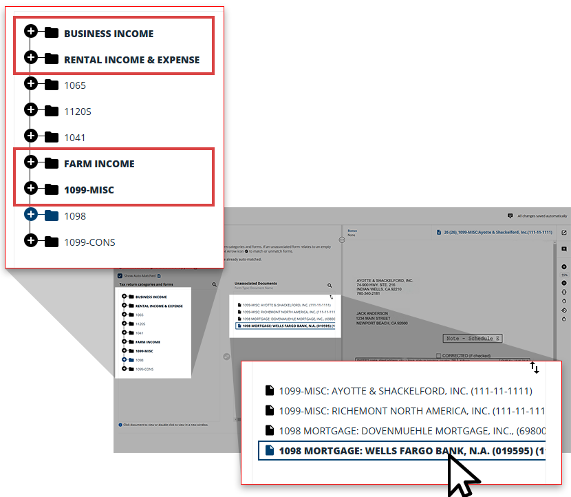 Bolded potential parent documents
