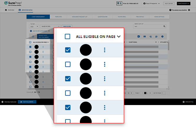 Select the clients you would like to edit.