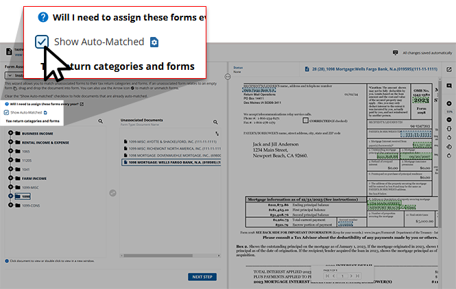 Select the Show Auto-Matched checkbox