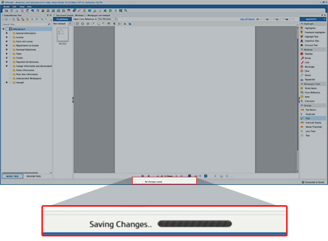 Text showing 'Saving Changes'