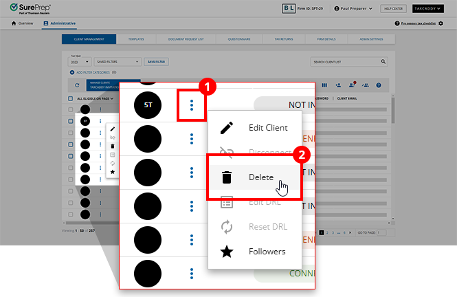 Select Delete from menu