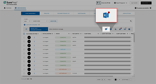 Select the Export Clients icon after the file is generated.