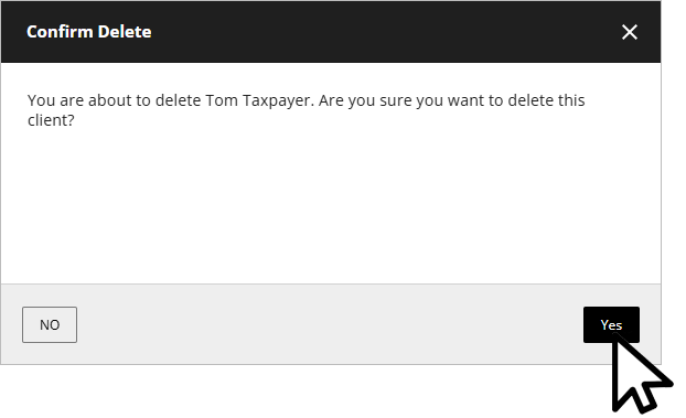 Select Yes to confirm deletion.
