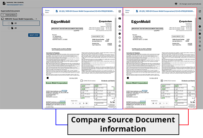 Compare the source document information