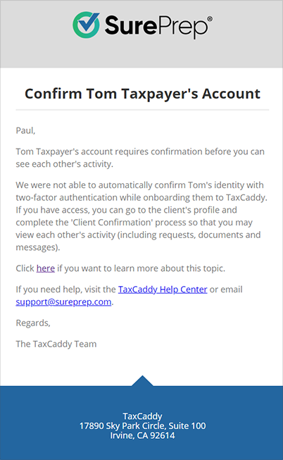 Confirm Account email