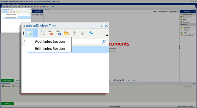 Add Index Section in SPbinder.