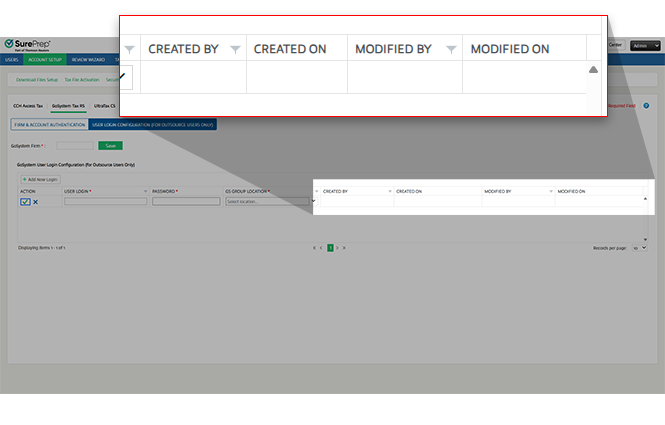 CREATED BY, CREATED ON, MODIFIED BY, and MODIFIED ON columns