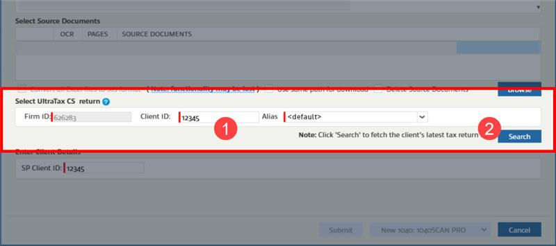 Enter the Client ID, then select the Search button