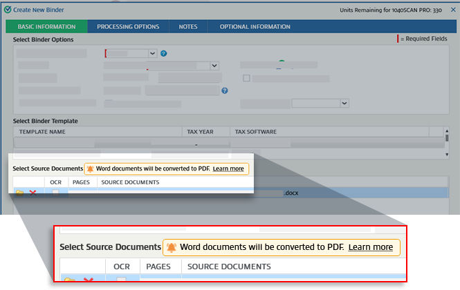 on the window, a notice informing users that the word document will be converted into a PDF format