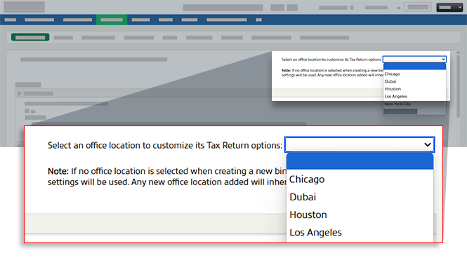 Optional menu to select office location