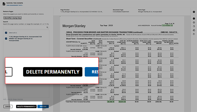 Select DELETE PERMANENTLY