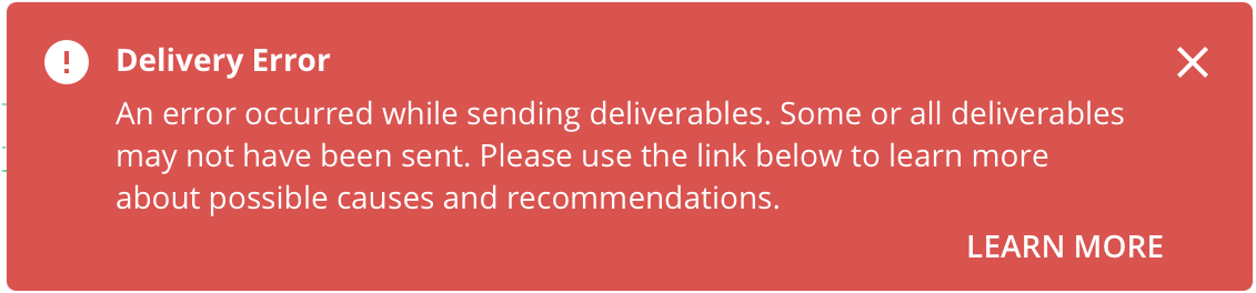Deliver Error notification.