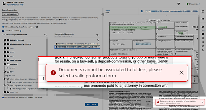 Documents cannot be associated to folders.