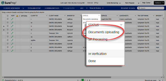 Documents Uploading status in FileRoom