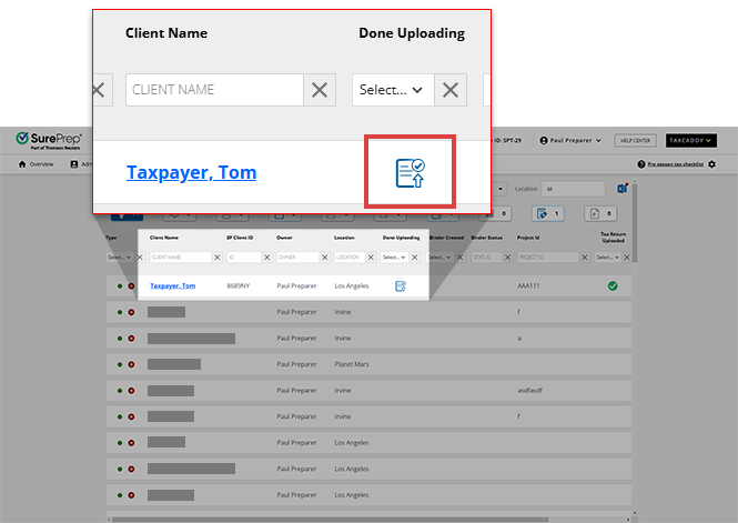 Done Uploading column on Overview.