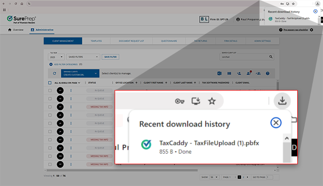 Downloaded .pbfx file in your browser.
