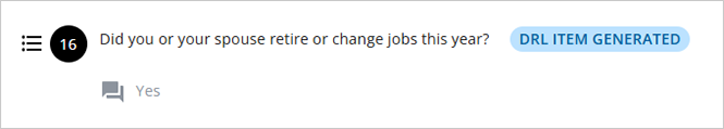 DRL ITEM GENERATED appearing once the item has been generated for the client.