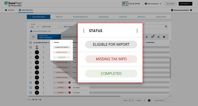 STATUS column for creating a DRL.