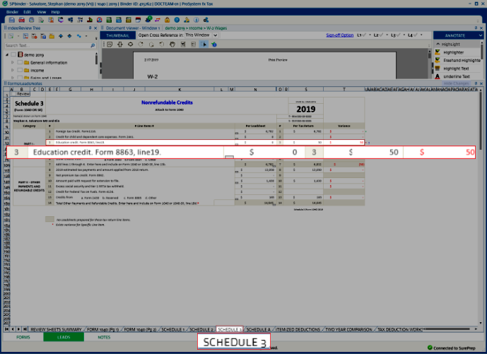 Sch 3 Line 3 - Education Credits