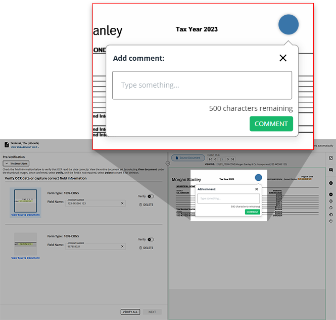 Enter your comment in the provided field
