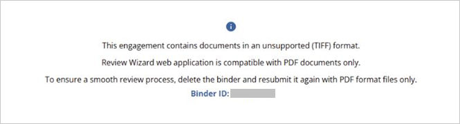 Error notification that TIFF documents are not accepted