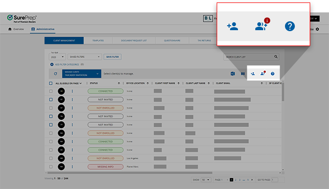 Select the Import Clients&nbsp;icon