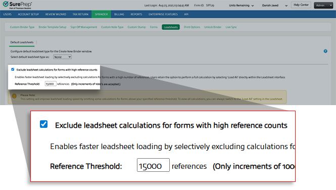 Exclude Leadsheet calculations for forms with high references counts