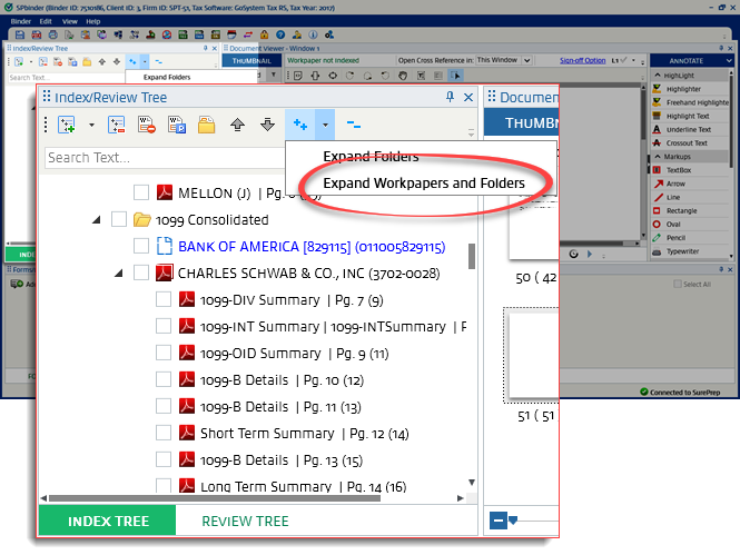 Expand workpapers and folders